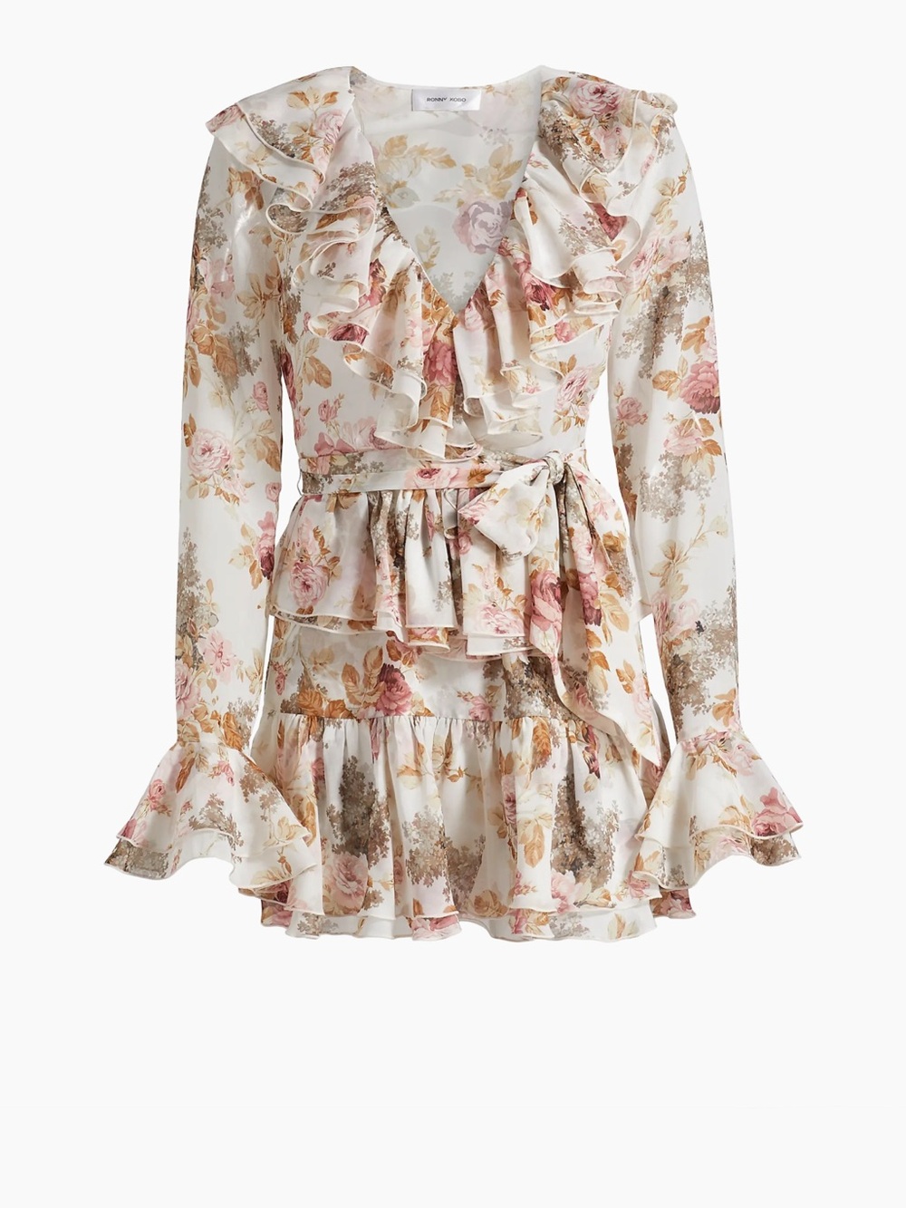 Ronny Kobo Palmero Floral Ruffle Minidress